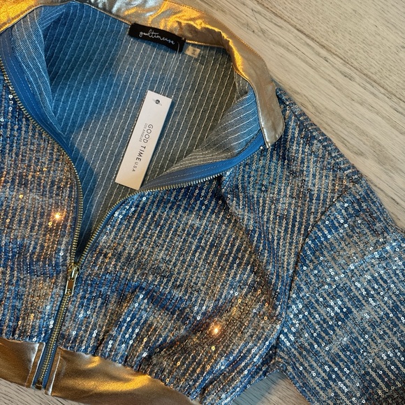 Denim gold sequin jacket and shorts set size medium - Picture 4 of 5